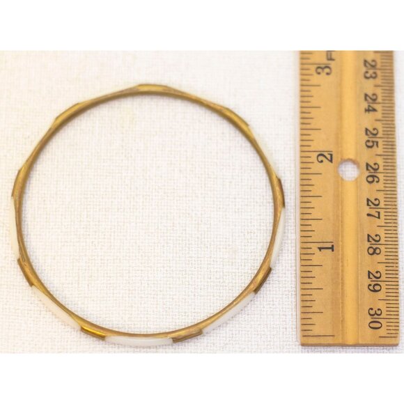 Vintage White and Gold Bangle Bracelet 8 Inch - AB1 - Picture 3 of 3